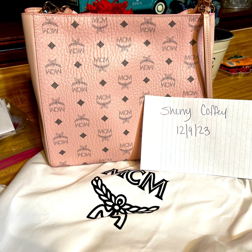 Mcm shoulder bag comes with dust bag and crossbody strap